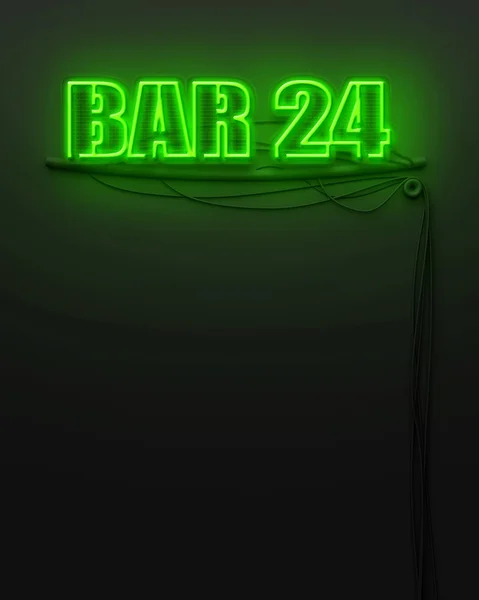 Neon glowing sign with word Bar 24, copyspace — ストック写真