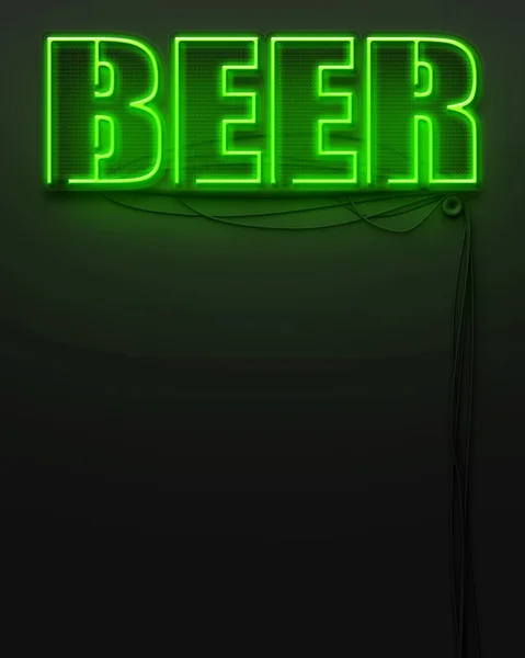 Gloeiende neon teken met woord bier, copyspace — Stockfoto