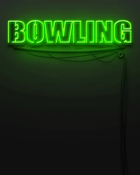 Néon lumineux signe avec mot Bowling, copyspace — Photo