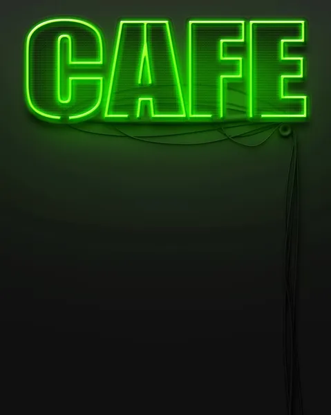 Neon segno luminoso con la parola Cafe, copyspace — Foto Stock