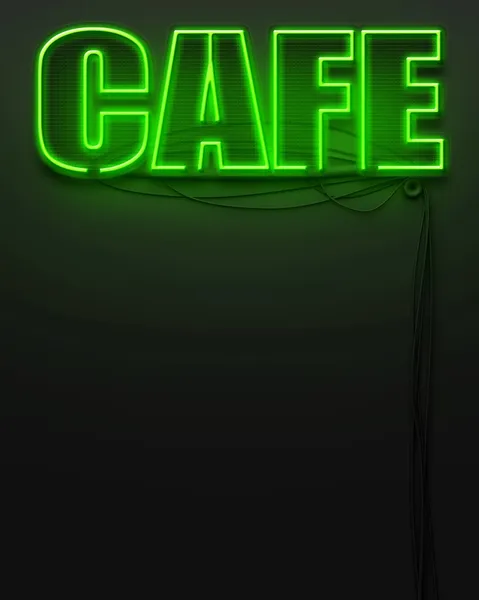 Parlak neon tabela ile word kafe, boşaltmak — Stok fotoğraf