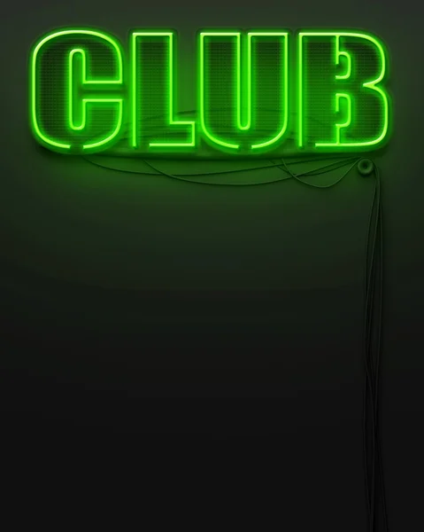 Sinal brilhante de néon com palavra Clube, copyspace — Fotografia de Stock