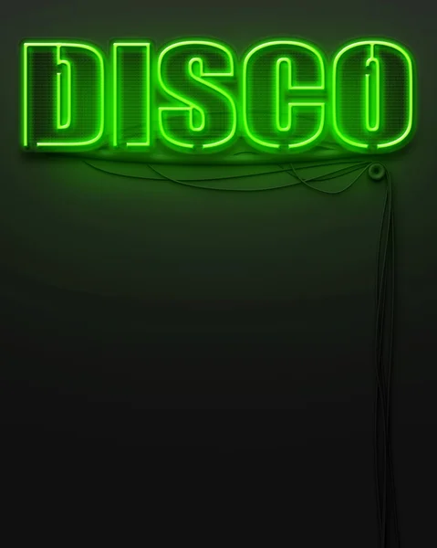 Gloeiende neon teken met woord disco, copyspace — Stockfoto