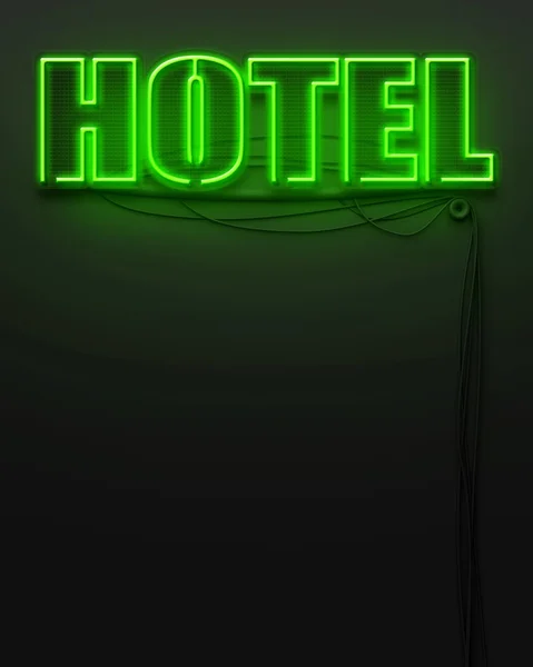 Neon glowing sign with word Hotel, copyspace — Stock Photo, Image