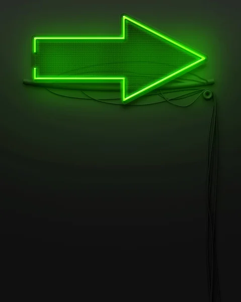 Neon glowing signboard with arrow sign, copyspace — Stock Photo, Image