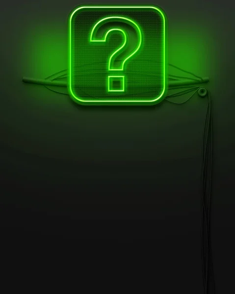 Panneau lumineux néon avec point d'interrogation, espace de copie — Photo