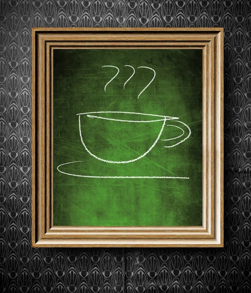 Koffie menu schoolbord in oude houten frame — Stockfoto