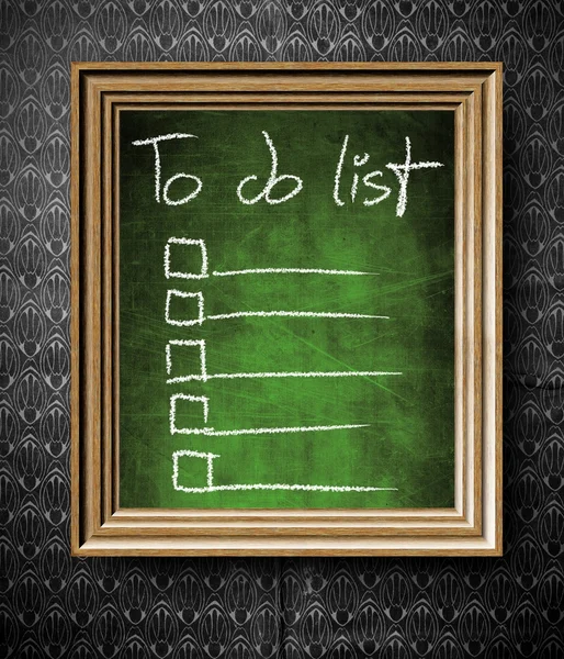 To do list with copy-space chalkboard in old wooden frame — Stock Photo, Image