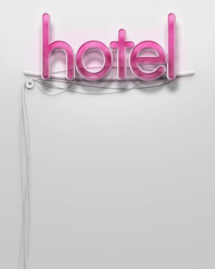 hotel word, boşaltmak ile parlak neon tabela
