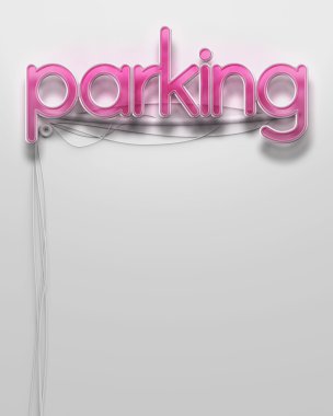 word, boşaltmak otopark ile parlak neon tabela