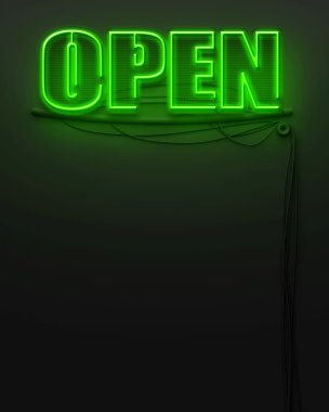 parlak neon tabela kelime ile açın, boşaltmak