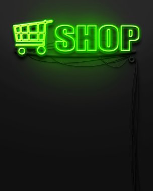 parlak neon tabela kelime Shop, boşaltmak