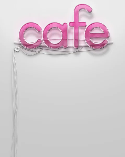 Glowing neon signboard with Cafe word, copyspace — Stock Photo, Image