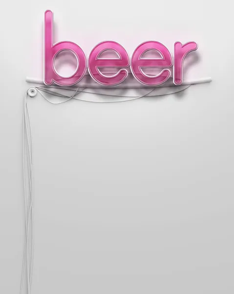 Glowing neon signboard with Beer word, copyspace — Stock Photo, Image