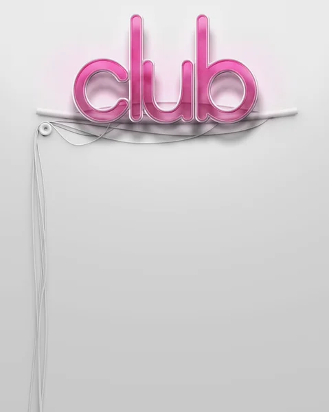 Glowing neon signboard with Club word, copyspace — Stock Photo, Image