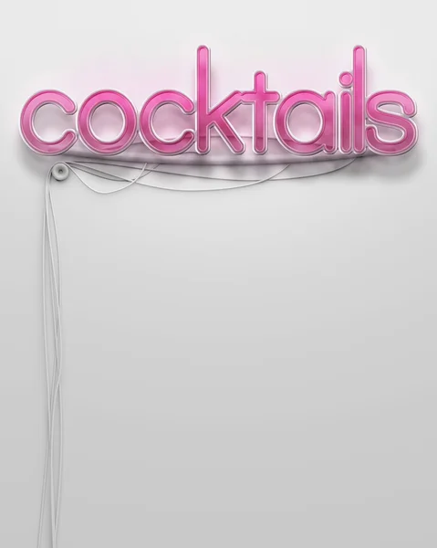Placa de néon brilhante com palavra Cocktails, copyspace — Fotografia de Stock