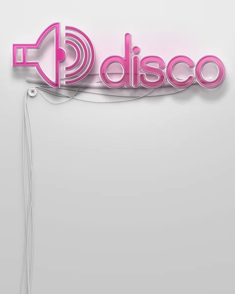 Glowing neon signboard with Disco word, copyspace — Stock Photo, Image
