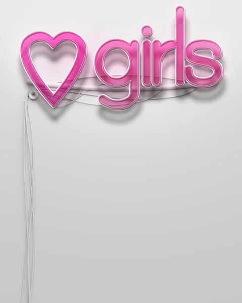 Glowing neon signboard with Girls word, copyspace — Stock Photo, Image