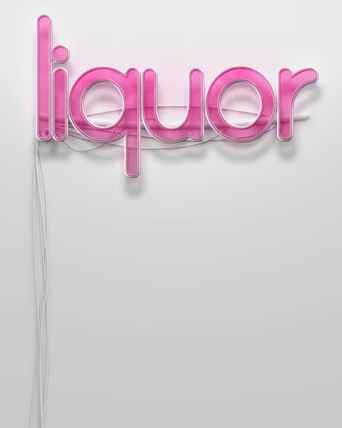 Glowing neon signboard with Liquor word, copyspace — Stock Photo, Image