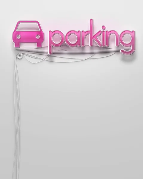 Светящаяся неоновая вывеска со словом "парковка", копирайт — стоковое фото