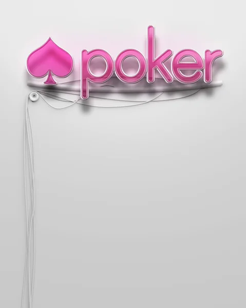Светящаяся неоновая вывеска со словом "покер", копирайт — стоковое фото