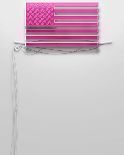 Panneau lumineux au néon avec panneau drapeau des États-Unis, espace de copie — Photo