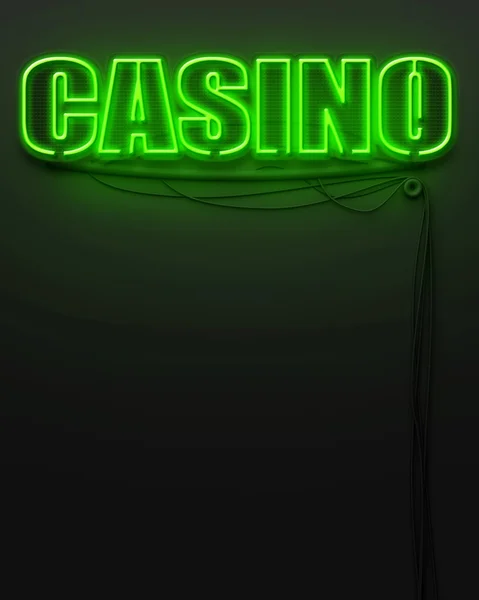 Gloeiende neon teken met woord casino, copyspace — Stockfoto