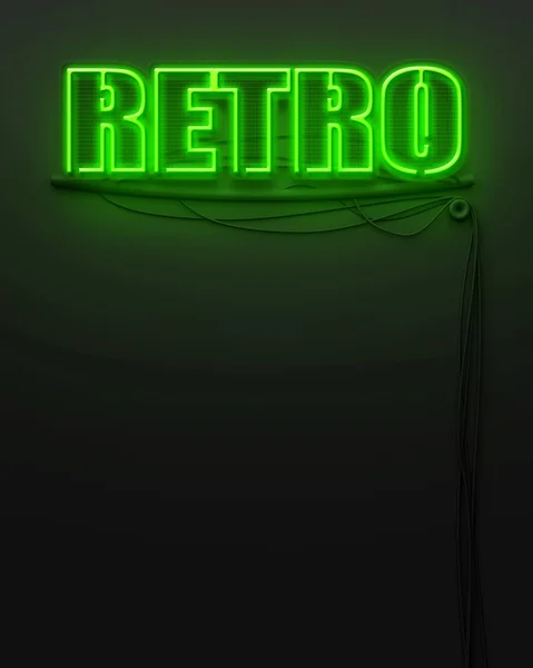 Sinal brilhante de néon com palavra Retro, copyspace — Fotografia de Stock
