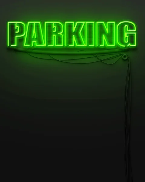 Neon glowing sign with word Parking, copyspace — Stock Photo, Image