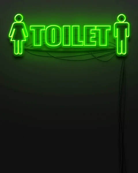 Gloeiende neon teken met woord toilet, copyspace — Stockfoto