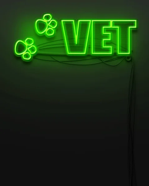 Neon glowing sign with word Vet, copyspace — Stock Photo, Image