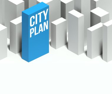 3D şehir planı kavramsal model ile kendine özgü gökdelen şehir