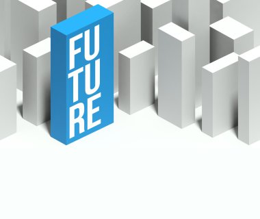 3D gelecekteki kavramsal model ile kendine özgü gökdelen şehir
