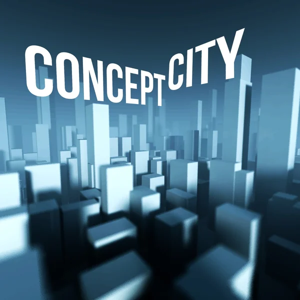 Begreppet stad i 3d-modell av downtown, kreativa arkitektoniska bakgrund — Stockfoto