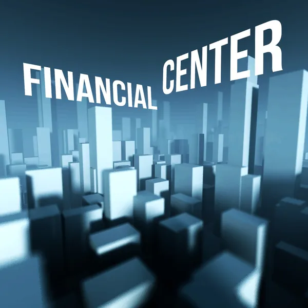 Financial center in 3d model of city downtown, Architectural creative concept — Stock Photo, Image