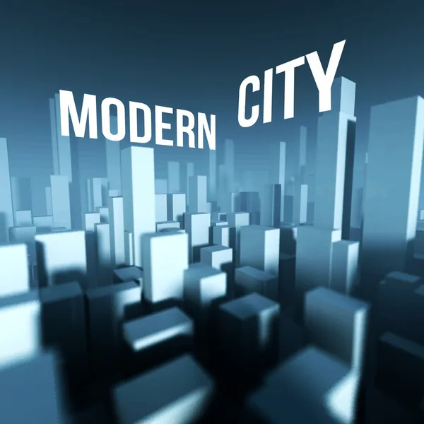 Nowoczesne miasto w modelu 3d w centrum miasta, Koncepcja architektoniczna — Zdjęcie stockowe