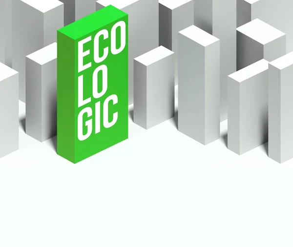 3D ecologic konceptuella i staden med distinkt skyskrapa — Stockfoto