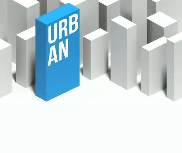3d modello concettuale urbano della città con grattacielo distintivo — Foto Stock