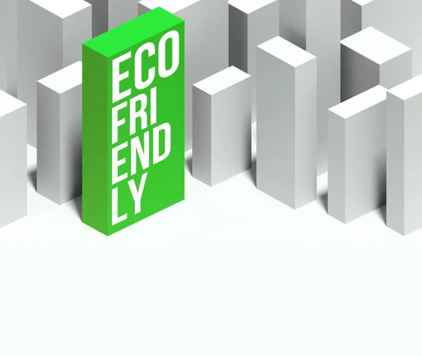 3D-eco vriendelijke conceptuele van stad met kenmerkende wolkenkrabber — Stockfoto