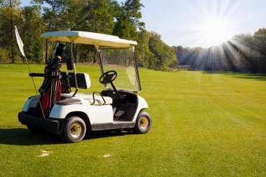 golf sahasında golf arabası araba