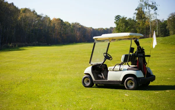 Carro de golfe no campo de golfe — Fotografia de Stock