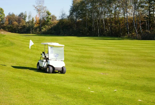 Golf-carro de coche en el campo de golf —  Fotos de Stock