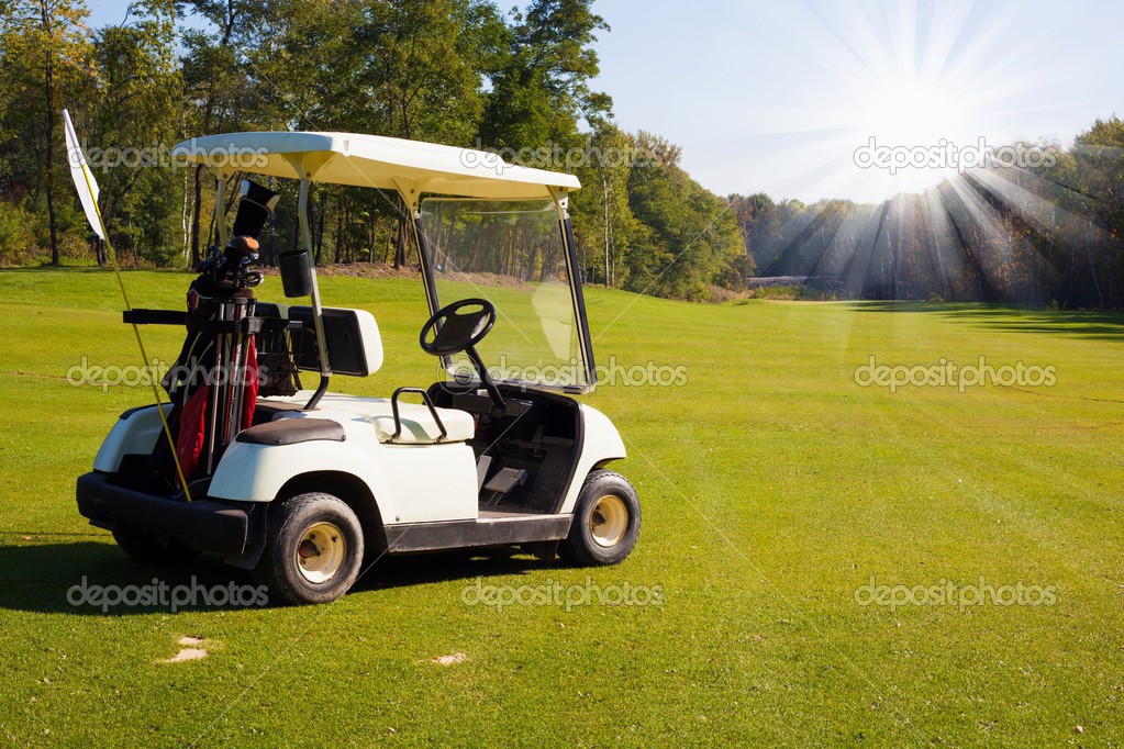 Wózek samochód na pole golfowe — Zdjęcie stockowe © leszekglasner 33879913