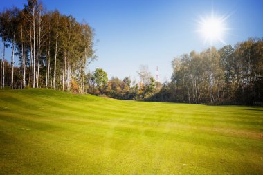 sonbahar golf sahası yatay görünüm yeşil alan