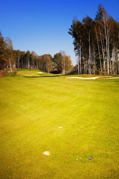 Herfst golfbaan landschap weergave groen veld — Stockfoto