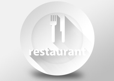 Restaurant konsepti ile plaka bıçak ve çatal 3d çizim düz çizmek