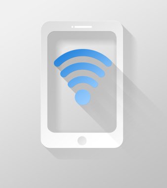 akıllı telefon veya tablet wifi Internet simgesini ve widget 3d çizim düz tasarımı ile
