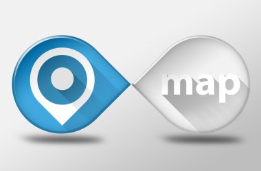 GPS harita PIN simgesi kavramı 3d çizim düz tasarım