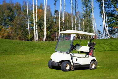 golf sahasında golf arabası araba