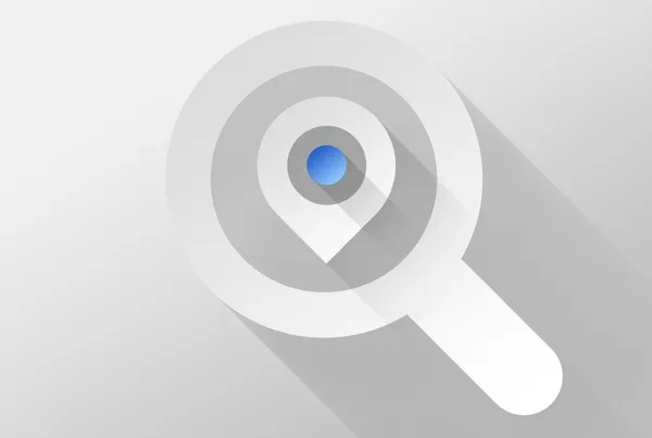 Zoek pictogram met locatie kaart label pin pictogram en widget 3d illustratie plat design — Stockfoto